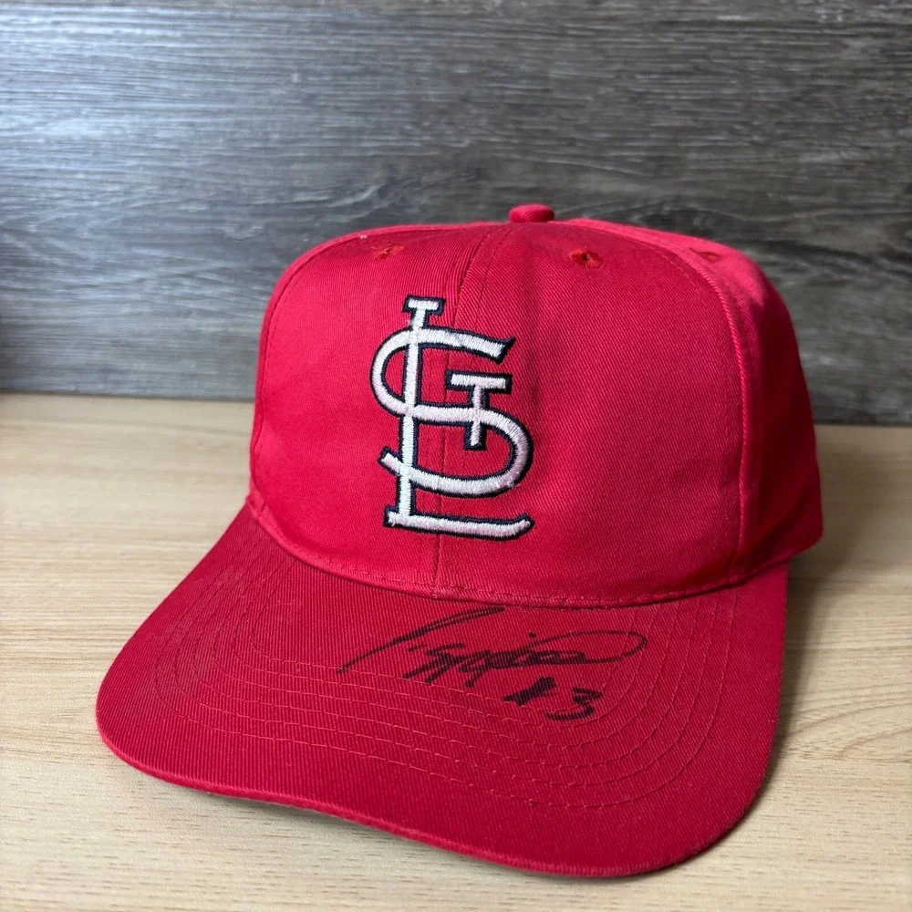 Vintage St Louis Cardinals Hat Cap Snap Back Red MLB Baseball Autographed